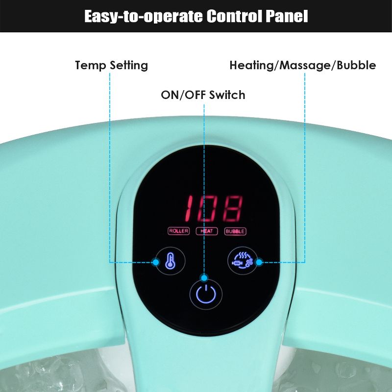 Costway Portable Electric Foot Spa Bath Automatic Roller Heating Motorized Massager PinkBlueGreen, 5 of 11