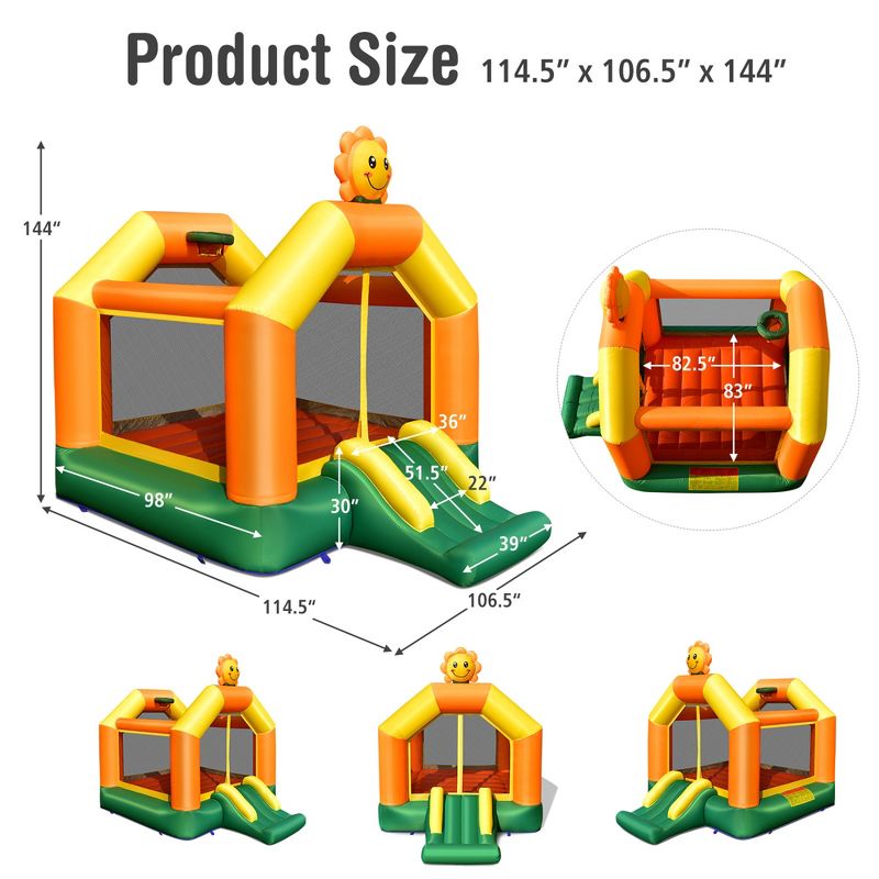 Costway Inflatable Bounce Castle Jumping House Kids Playhouse w/ Slide & 735W Blower, 2 of 11
