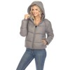 Women's Full Front Zip Hooded Bomber Puffer Jacket - White Mark - 2 of 4