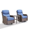 Outdoor Swivel Rocker Patio Chairs of 2 with 6 Inch Thick Cushions and Side Table, Swivel Outdoor Chairs 3PCS High Back Wicker Patio Furniture Set - 3 of 4