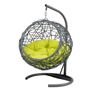 Cesicia Gray Cat Swing Bed with Stand & Cushion, Rattan Wicker Swing Chair, Hanging Swinging Cat Bed for Cats, Small Dogs, and Small Animals - 1 of 4
