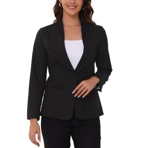 INSPIRE CHIC Women's V Neck Single Button Long Sleeve Back Slip Lightweight Work Business Blazers - 1 of 4