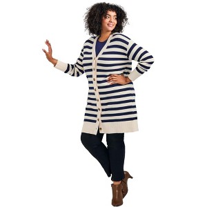 Avenue Women's Plus Size Mischa Boyfriend Cardigan - 1 of 4