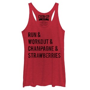 Women's CHIN UP Champagne and Strawberries Racerback Tank Top - 1 of 3
