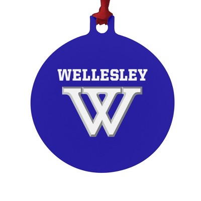 Wellesley College Primary Logo Aluminum Holiday Christmas Tree Ornament