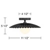Franklin Iron Works Rosa 11 1/2" Mid Century Modern Semi Flush-Mount Ceiling Light Fixture Kitchen Foyer Globe LED Matte Black and Gold Finish Metal - 4 of 4