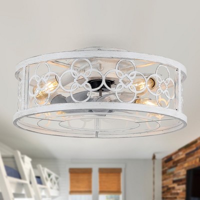 Bella Depot 19'' Farmhouse Reversible Caged Ceiling Fan with Light Kit and Remote