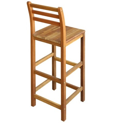 Rustic Acacia Wood and Metal 43'' High Bar Chair Set