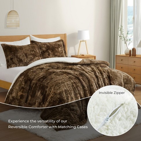 Intelligent Design 3pc Full/queen Leena Shaggy Long Faux Fur Comforter Mini  Set Ivory : Target