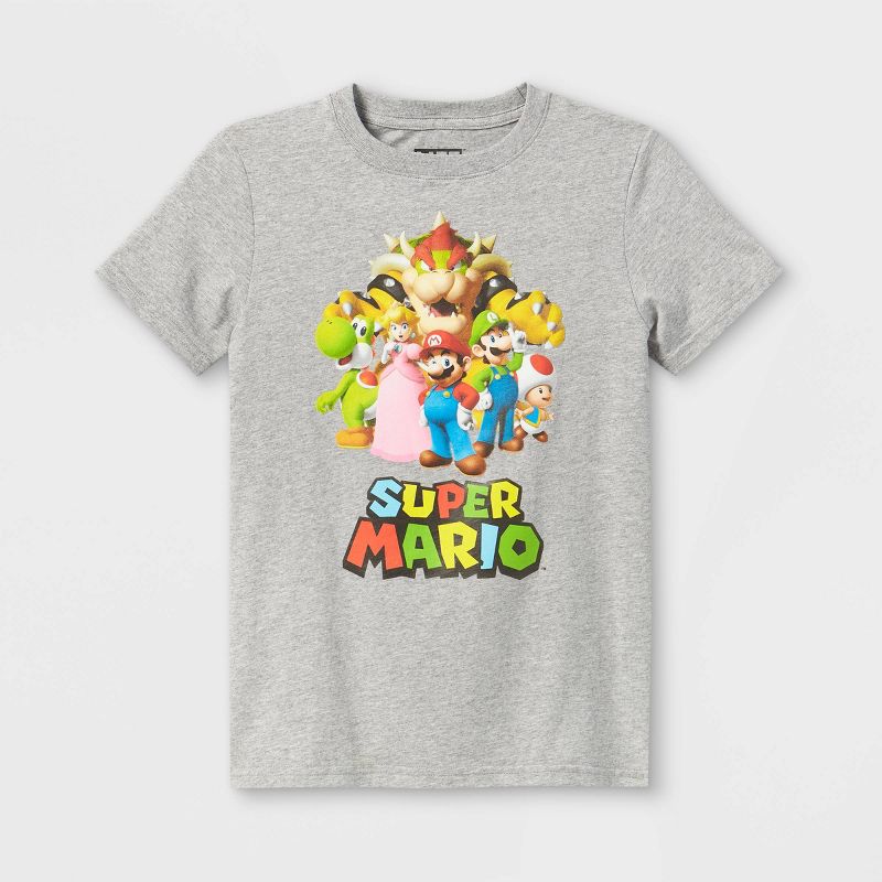 Boys' Super Mario Short Sleeve Graphic T-Shirt - Gray, 1 of 8