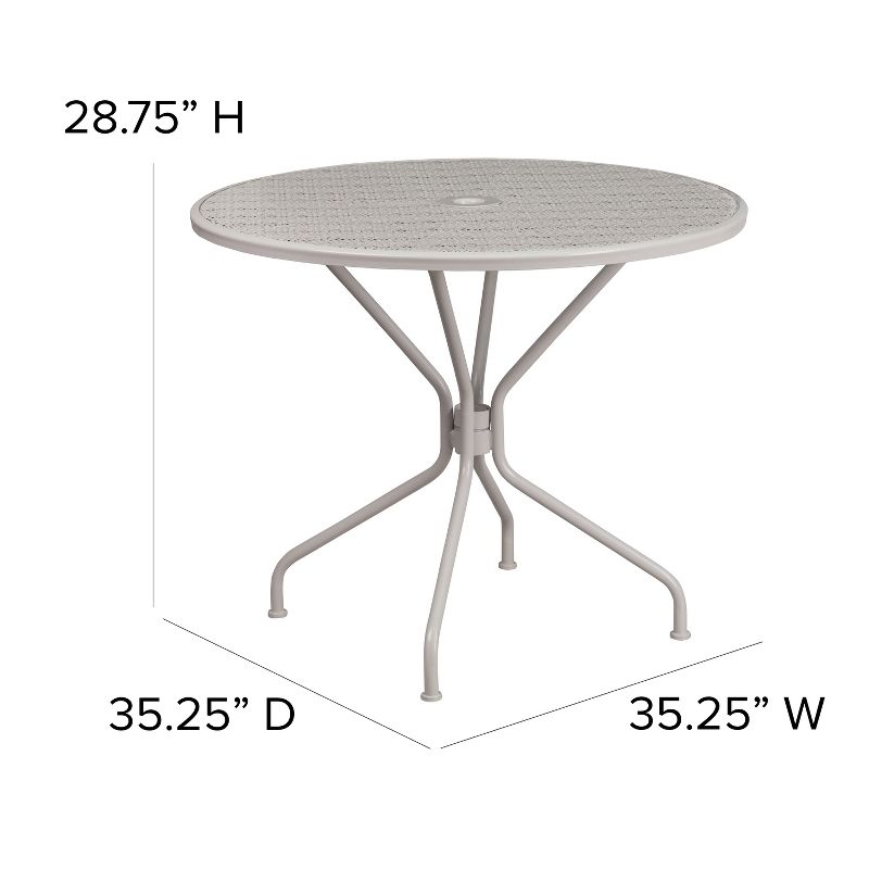 Flash Furniture Oia Commercial Grade 35.25" Round Indoor-Outdoor Steel Patio Table with Umbrella Hole, 5 of 9