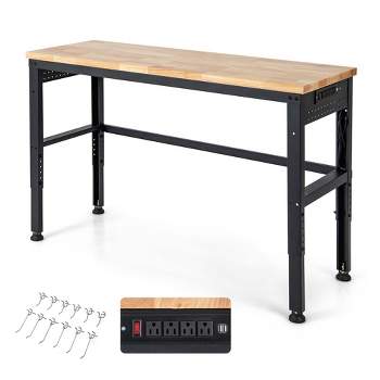Costway 53" Adjustable Height Workbench 1760lbs Capacity Workstation w/ Power Outlets