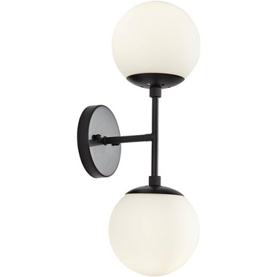 Black Mid Century Modern Wall Sconce with Frosted Glass