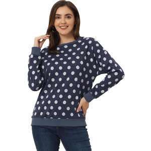 Allegra K Women's Fall Winter Long Sleeve Polka Dots Knitted Pullover Tops - 1 of 4