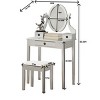 FURNIinspire Vanity Tables Modern Dressing Table Makeup Vanity Desk Set with Stool, Large Drawer Storage for Bedroom, Silver, 30"*16"*53" - 3 of 4