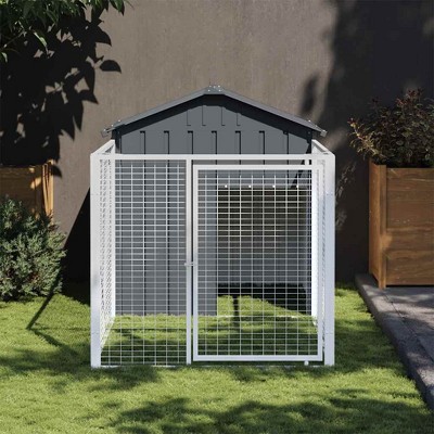 vidaXL Dog House Anthracite Galvanized Steel 46.1 x 79.1 x 48.4 in