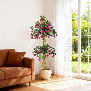 Large Fake Pink Flowers Potted, Pink Artificial Bougainvillea Tree in Pot, Wedding Decor Artificial Flowers for Outdoors Indoors Faux Plant - 1 of 4