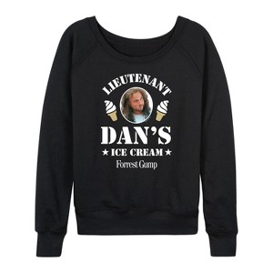 Women's - Forrest Gump - Lieutenant Dan's Ice Cream Lightweight French Terry Wide Neck Long Sleeve Shirt - 1 of 4