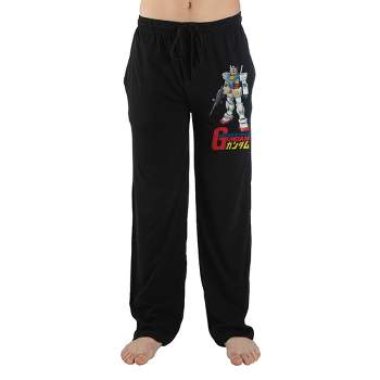 Mens Gundham Anime Cartoon Black Sleep Pajama Pants