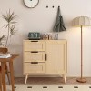 KTMBDW Modern Rattan Wood Dresser Wood Storage Cabinet Sideboard for Bedroom, Living Room, Entryway, Hallway - 2 of 4