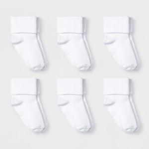 Baby 6pk Turn Cuff Socks - Cat & Jack™ White - 1 of 2