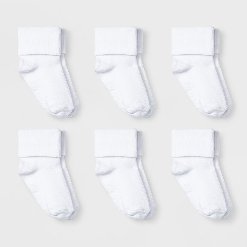 Baby 6pk Turn Cuff Socks - Cat & Jack™ White, 1 of 3