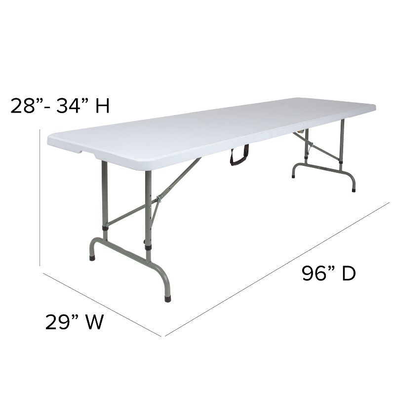 Flash Furniture 8-Foot Height Adjustable Bi-Fold Granite White Plastic Banquet and Event Folding Table with Carrying Handle, 5 of 9