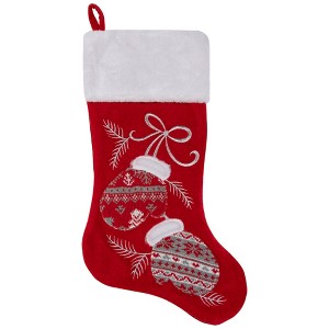 Northlight 20.5-Inch Red and White Winter Mittens Embroidered Christmas Stocking - 1 of 4
