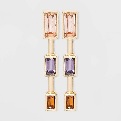 Multi Baguette Stone Post Drop Earrings - A New Day™