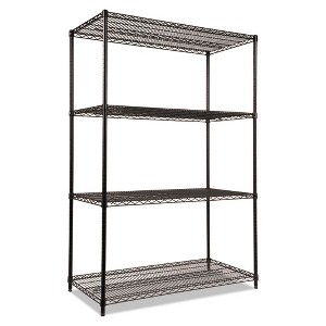 Alera NSF Certified Industrial Four-Shelf Wire Shelving Kit, 48w x 24d x 72h, Black - 1 of 4