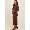 Pinkblush Brown Ruffle Mock Neck Long Sleeve Maternity Midi Dress - 4 of 4