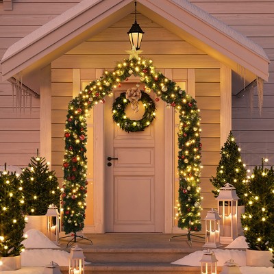 FURNIinspire Decorative Holiday Scene Props PVC Christmas Arch with 1650 Branches Holiday Decoration for Outdoor Party, Green, 94.49"*15.75"*102.36"