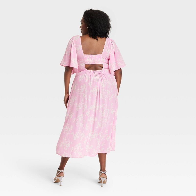 Women's Crepe Flutter Short Sleeve Midi Dress - A New Day™, 3 of 12