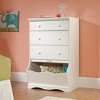 HomeStock Pogo 3 Drawer Chest with Storage Bin Soft White: Vertical Dresser for Bedroom - 3 of 4