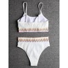 DOMETOUR Women's High Waisted Swimsuit Two Piece Ribbed Bikini Sets Cheeky Bathing Suits, White-M - 4 of 4