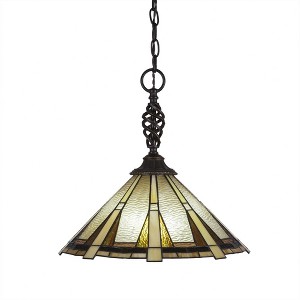 Toltec Lighting Elegante 1 - Light Pendant in  Dark Granite with 16" Zion Art Glass Shade - 1 of 1