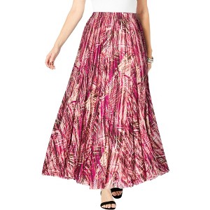 Jessica London Women's Plus Size Flowing Crinkled Maxi Skirt - 1 of 4