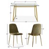5-Piece Modern Dining Set with Glass Table and 4 Upholstered Dining Chairs, Gold Metal Legs, Perfect for Kitchen or Small Spaces-Maison Boucle - 3 of 4
