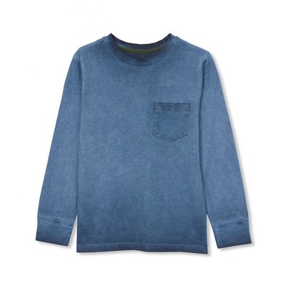 Lands' End Kids Long Sleeve Washed Pocket Shirt
