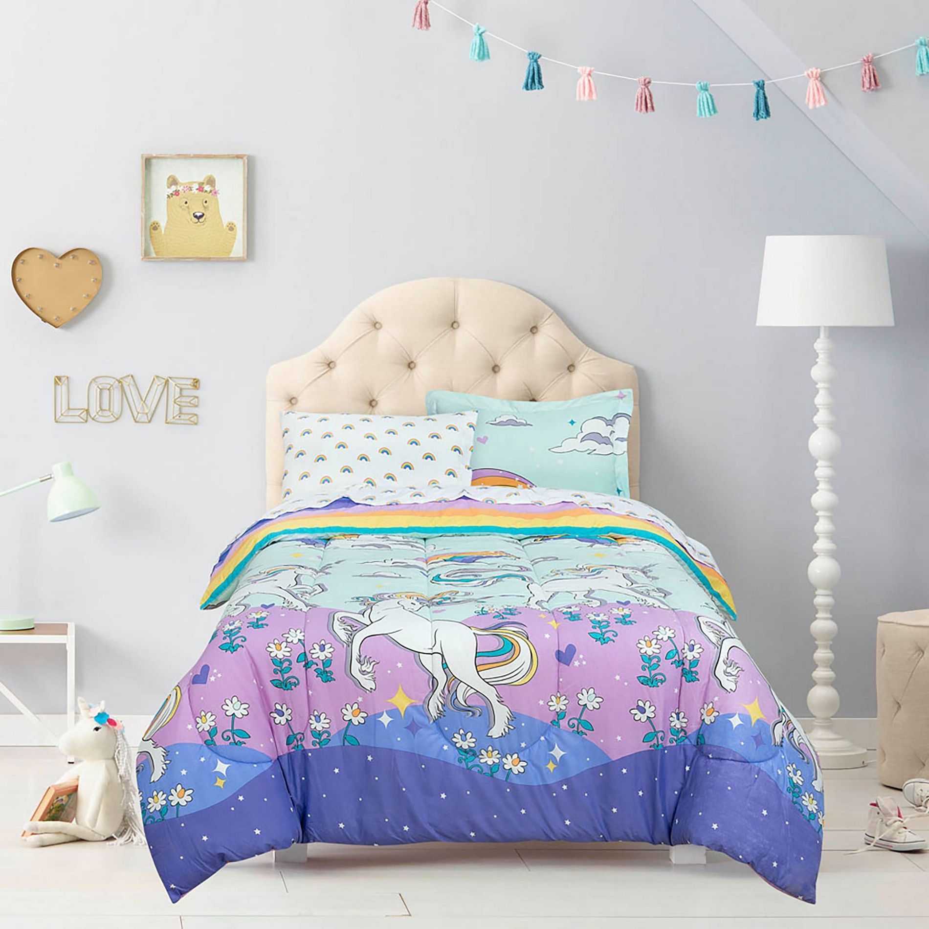 Twin Magical Unicorn Super Soft Kids' Bed in a Bag - Kidz Mix: Unicorn Comforter Set, Girls' Bedding, Twin Size