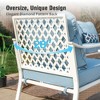 Captiva Designs 4pc extra large metal and rattan outdoor patio conversation set with swivel grid-back chairs and table - 4 of 4