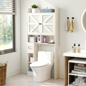 Dyonery Over The Toilet Storage Cabinet with Barn Doors Farmhouse Bathroom Organizer Shelf - 1 of 4