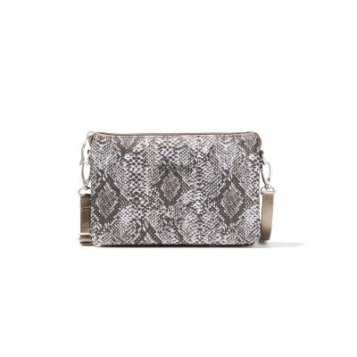 baggallini Double Zip Medium Crossbody - TAN PYTHON