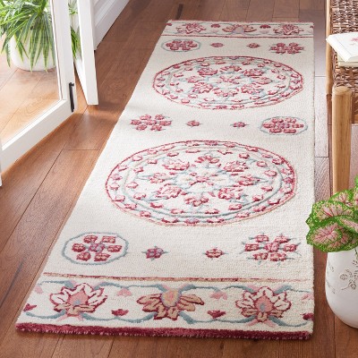 Handmade Ivory Tufted Wool Runner Rug 27" x 8"