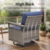 Belord High Back Outdoor Swivel Rocker Chairs Set, Gray Wicker Patio Furniture with 5-Inch Armrests and Thick Cushions for Porch, Deck, Balcony - 2 of 4