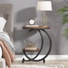 SEVOBAL End Tables Round Two Tier Accent Table with Geometric Frame and Storage Shelf for Living Room Bedroom , Brown Black, 23.62"*26.77"*5.51" - 3 of 4