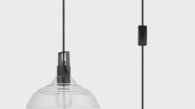 Sutton 1-Light Matte Black Plug-In or Hardwire Pendant Light with Clear Glass Shade - Globe Electric, 2 of 9, play video
