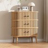3 Drawer Dresser, Chest of Drawers for Bedroom, Spacious Storage Wicker Dresser with Matte Black Handles - 4 of 4