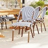 Martha Stewart Lily Pond Indoor-Outdoor Stackable Bistro Chair with Woodgrain Aluminum Finish Frame and Woven Rattan Back and Seat - 2 of 4