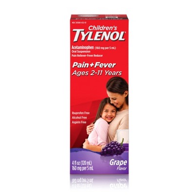 Children's Tylenol Pain + Fever Relief Liquid - Acetaminophen - Grape - 4 fl oz